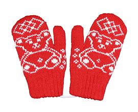 červené pletené palčáky zateplené fleecem pro 2-3 roky