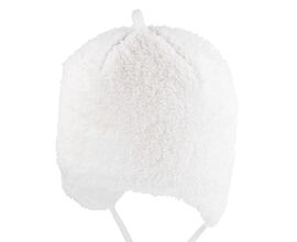 bílá kojenecká vázací čepička zimní podšitá bavlnou