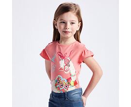 pestrobarevné dětské dívčí triko se střapečky Mayoral 3019-24