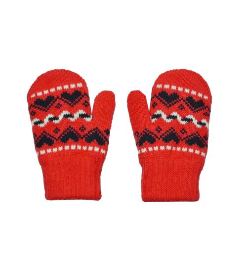 červené dětské pletené rukavičky palčáky