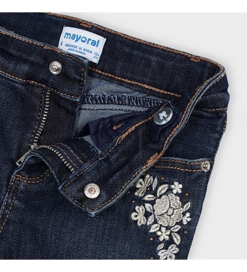 dětské vyšívané strečové džíny s páskem Mayoral 4550