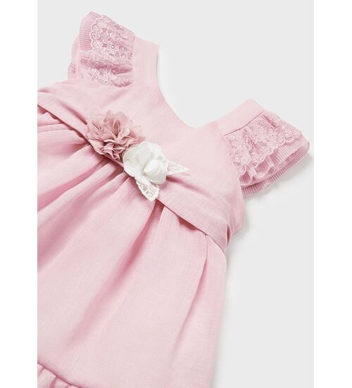dětské luxusní růžové šaty s vyšívanou krajkou Mayoral 1903-52