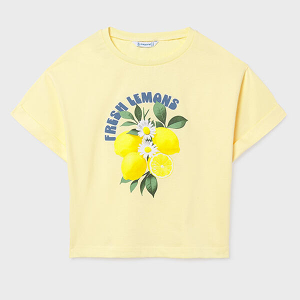letní žluté dívčí triko Mayoral crop top