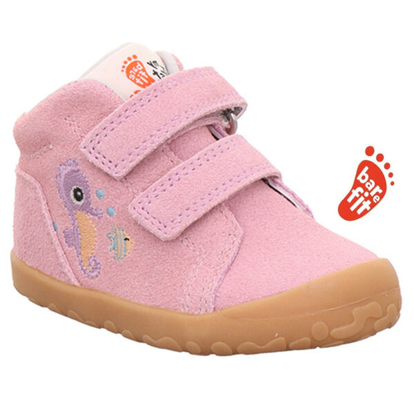 růžové dětské barefoot kožené první botičky Superfit Flummi 1-009670-5500
