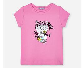 Mayoral růžové triko s kočičkou 3020-13