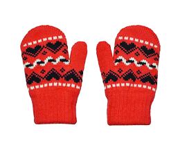 červené dětské pletené rukavičky palčáky