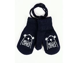 pletené palčáky modré s nápisem hello little na 1-2 roky