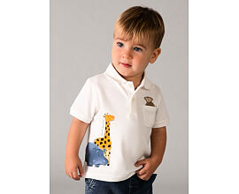 Tričko s límečkem, krátkým rukávem a potiskem zvířátek pro batolata.