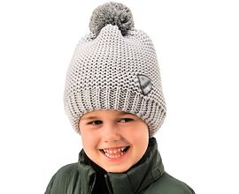 dětská šedá pletená zimní čepice 