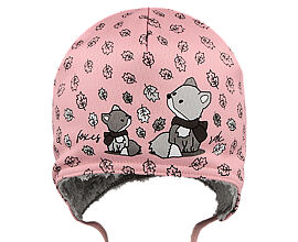 kojenecká zimní čepice bez bambule růžová přes uši RDX 