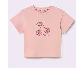 růžové pudrové tričko s třpytivým obrázkem pro batolata