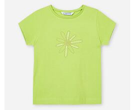 zelené dětské dívčí triko se třpytivou kytičkou Mayoral 174-13