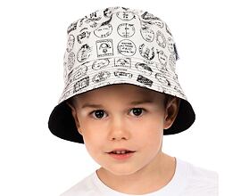 chlapecký letní klobouk oboustranný s potiskem razítek