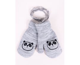 chlapecké pletené palčáky šedé s pandou