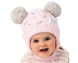 zimní růžová čepice pro miminka Marika Frania