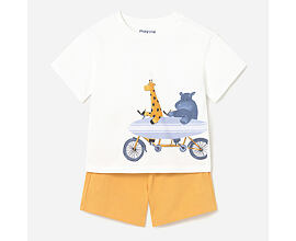 bavlněné tričko se zvířátky a kraťasy v kompletu pro batolata Mayoral 1670-44