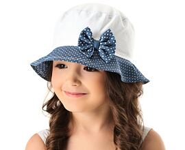 dívčí letní plátěný klobouk s mašličkou
