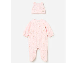 celorozepínací růžový kojenecký overal s čepičkou Mayoral 1706-86