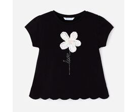 dětské černé triko s kytičkou Mayoral 3060-64