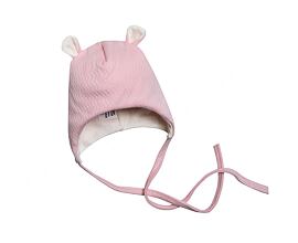 bavlněná zavazovací čepička Baby service růžová