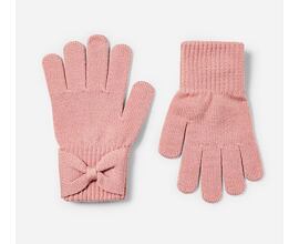 dětské růžové pletené prstové rukavice