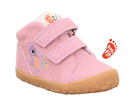 růžové dětské barefoot kožené první botičky Superfit Flummi 1-009670-5500 