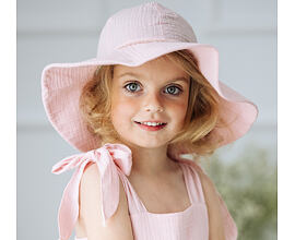 dívčí letní klobouk z mušelínu Jamiks Nokka růžový