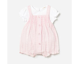 růžový bavlněný letní overal s tričkem Mayoral 1638-42 pro miminka