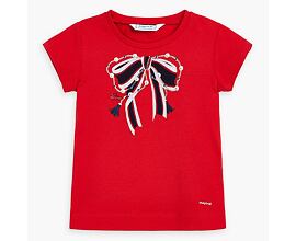 červené dětské tričko s obrázkem mašle 