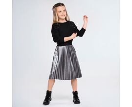 dívčí dlouhá sukně s kovovým leskem plisovaná