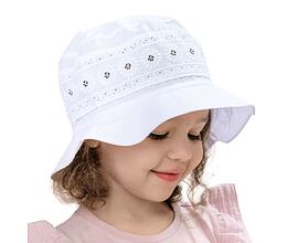 dívčí bílý klobouk s madeirovou výšivkou Marika Adelina