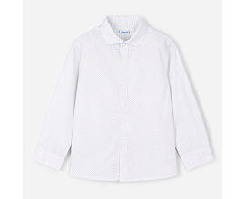 dětská bílá košile s barevným vzorečkem a dlouhým rukávem