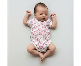 kojenecké body z mušelínu zavinovací Baby service se srdíčky