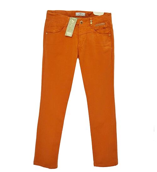 dívčí kalhoty oranžovo-cihlová barva