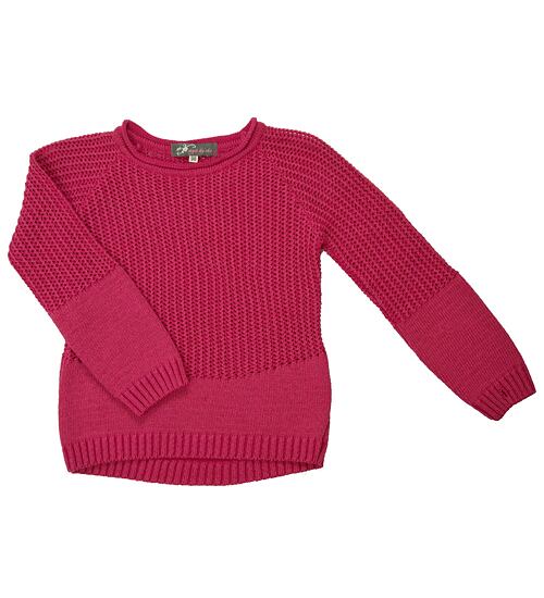 dívčí svetr s děrovaným vzorem růžový