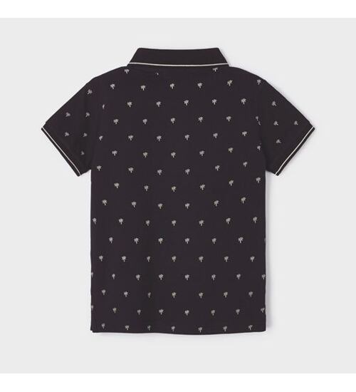 dětské tričko s límečkem černé se vzorečkem Mayoral 3150-28