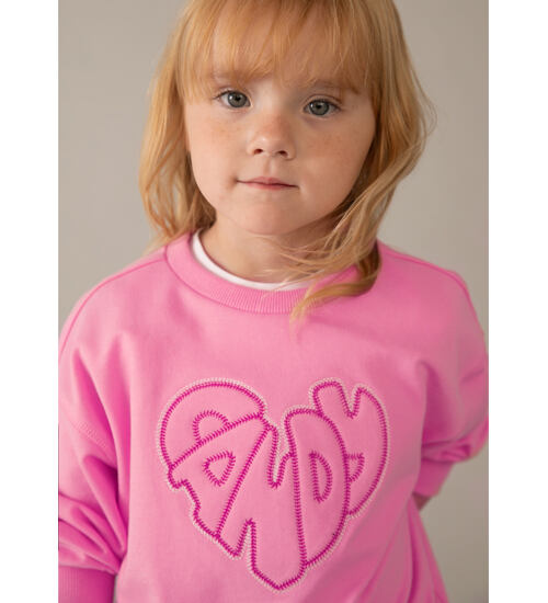 růžová dětská mikina přes hlavu bez kapuce