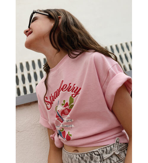 růžové letní triko s potiskem Mayoral 6011-15