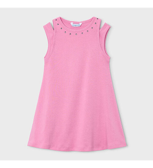 dětské růžové bavlněné úpletové šaty Mayoral 3938-94