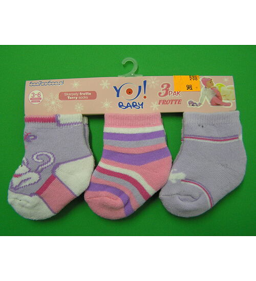 froté kojenecké ponožky 3 páry v balení - pro holčičky mix barev