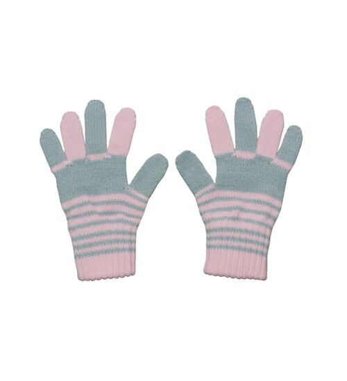 pruhované pletené prstové dětské dívčí rukavice pro věk 5-7 let