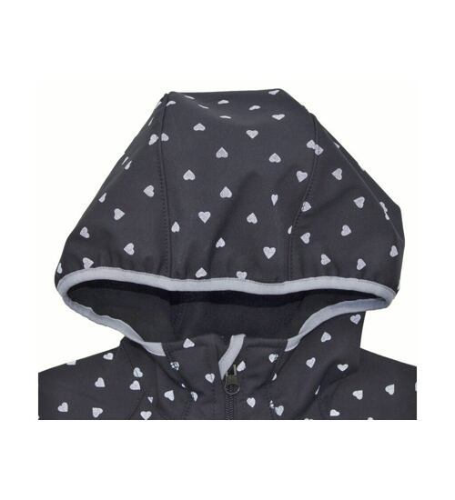 černý softshellový kabát s reflexními srdíčky 0104 velikost 128 a 134