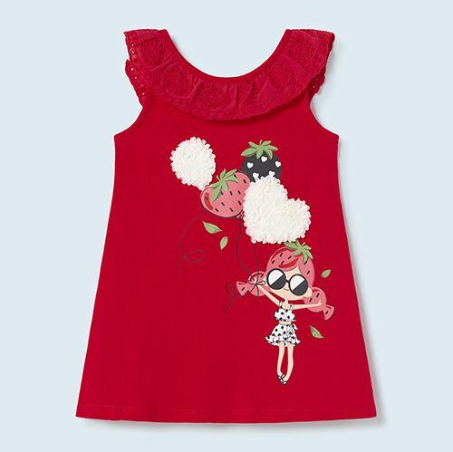 dětské červené letní šaty s obrázkem Mayoral 1965-58