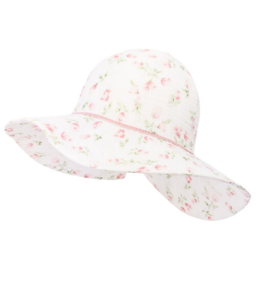 letní klobouk s květinovým vzorem, BIO bavlna mušelín