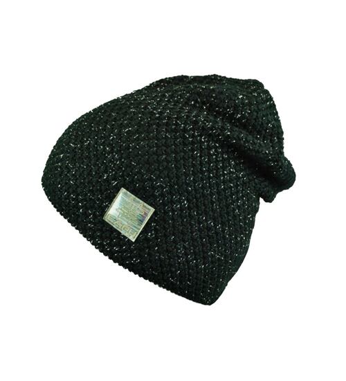 slabá dětská pletená čepice s lurexem 686 Capu černá
