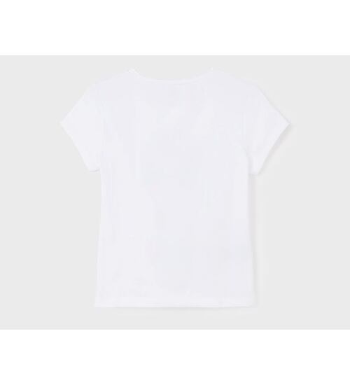 bílé dívčí letní triko s potiskem Mayoral 6037-71