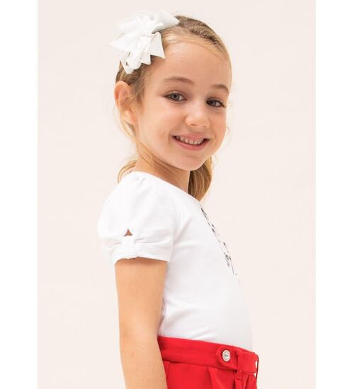 dětské dívčí bílé triko s obrázkem Mayoral 3056-33