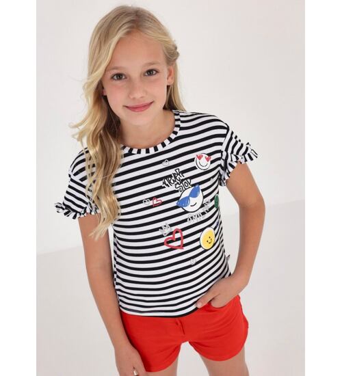 pruhované tričko dívčí se smajlíky Mayoral 6054-82