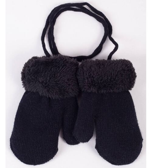 pletené rukavice pro batolata Yoj dvojité ohrnovací černé