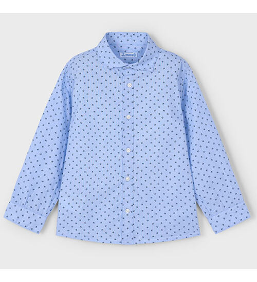 dětská světle modrá košile s dlouhým rukávem a jemným vzorečkem Mayoral